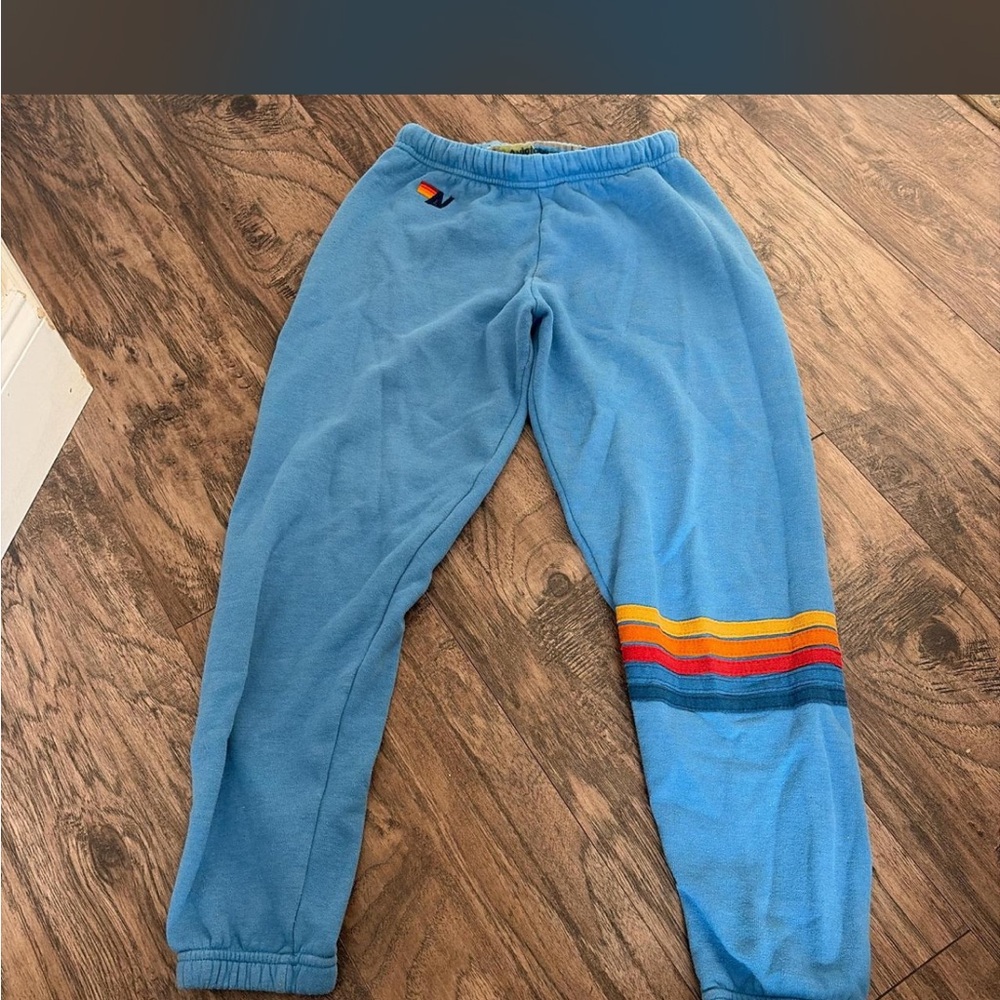 Aviator Nation Blue Joggers with Multicolor Stripes